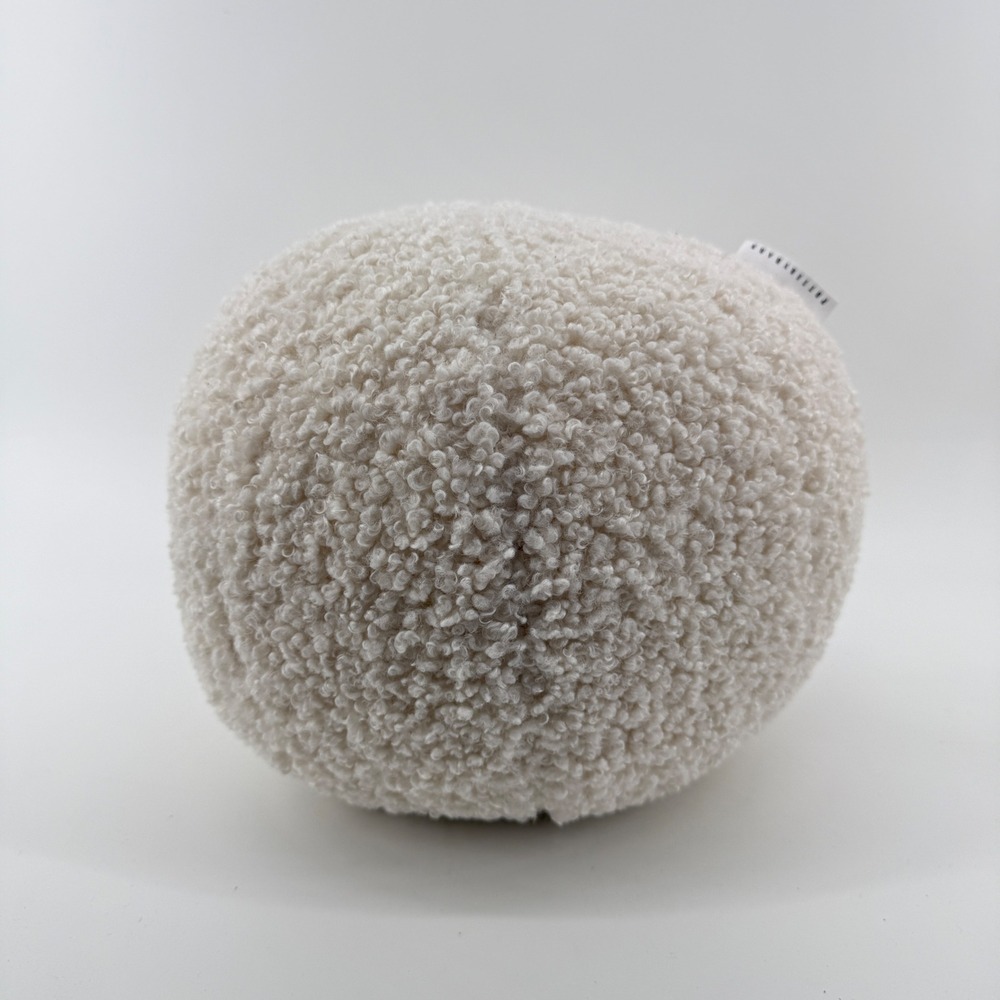 Pottery Barn Ball Pillow Cream Solid Sherpa Faux Shearling Round Accent